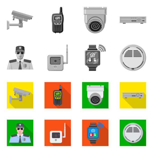 办公和住宅孤立对象的标志集图片下载