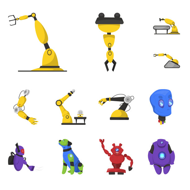 机器人和工厂标志集图片下载