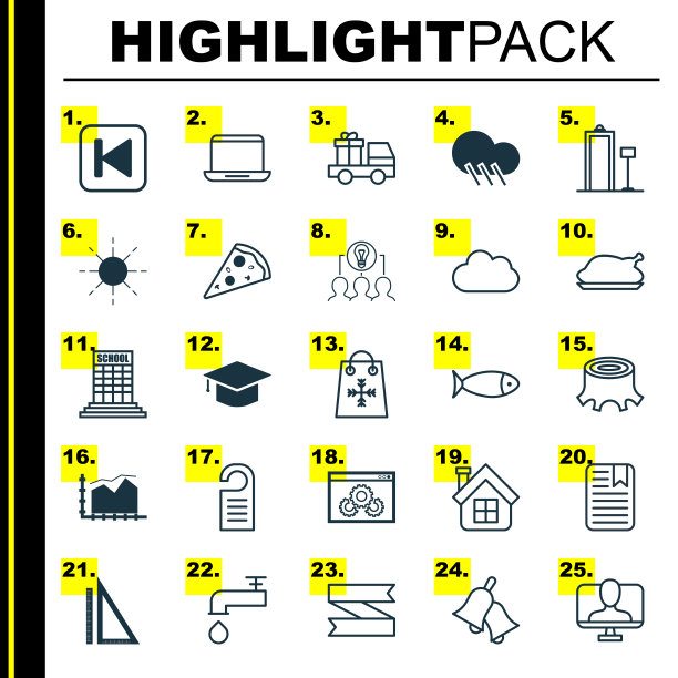 一组25个通用的可编辑图标可以使用图片下载