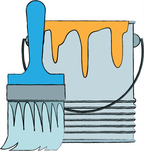 油漆刷和桶可以施工图片下载