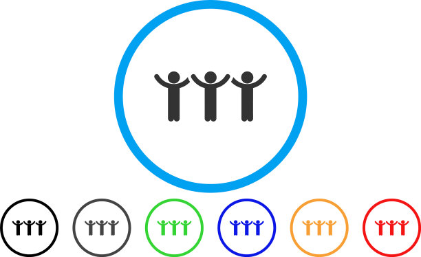 孩子手举起圆延迟圆形图标图片下载