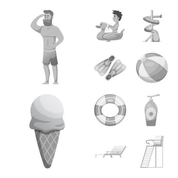 游泳池和游泳图标设置图片下载