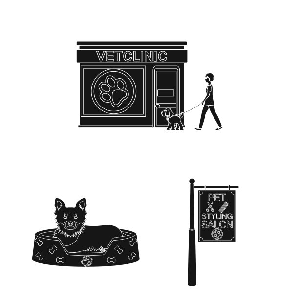 宠物黑色图标在集合设计照顾图片下载