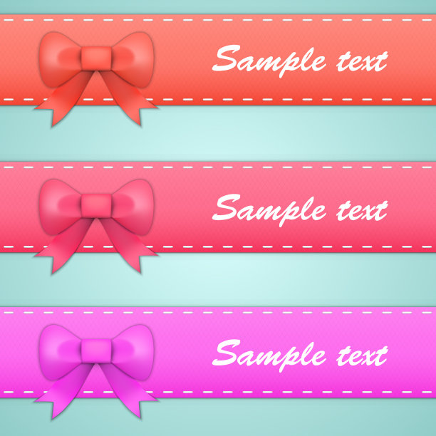 带蝴蝶结和尾巴的彩色丝带图片下载