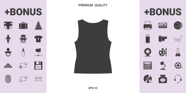 女人t恤的剪影菜单项目图片下载