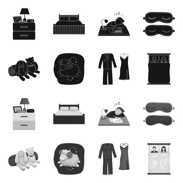 孤立对象的梦和夜的图标集图片下载