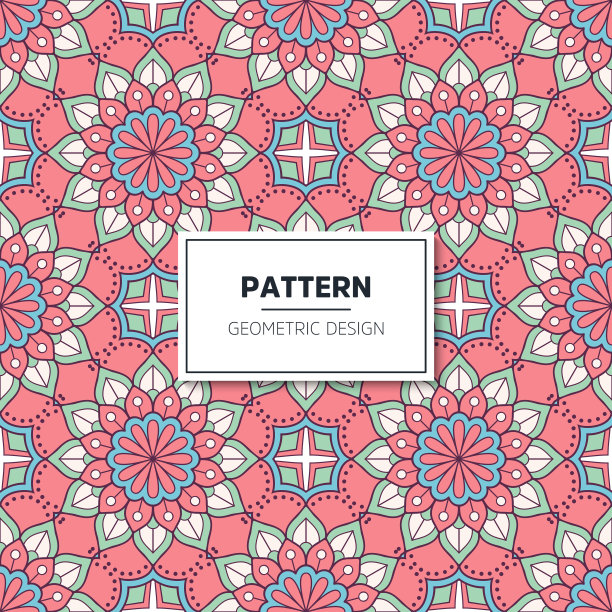 民族花卉无缝图案与曼陀罗图片下载