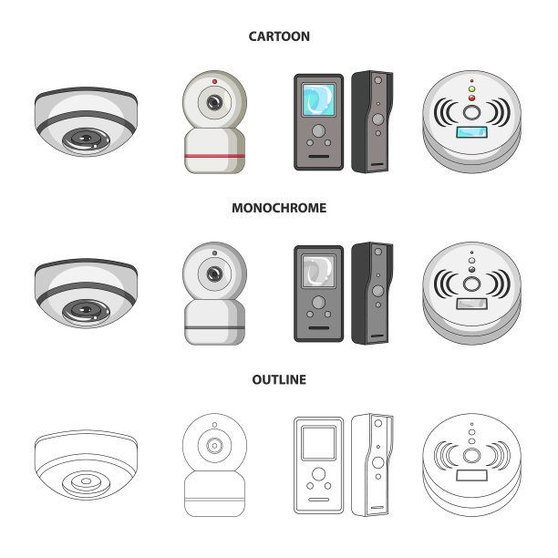 闭路电视和摄像机标志集图片下载