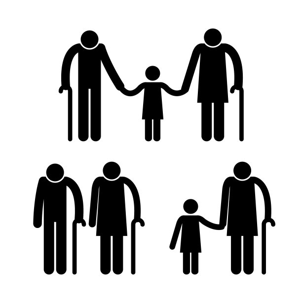 一组家庭成员的剪影图片下载