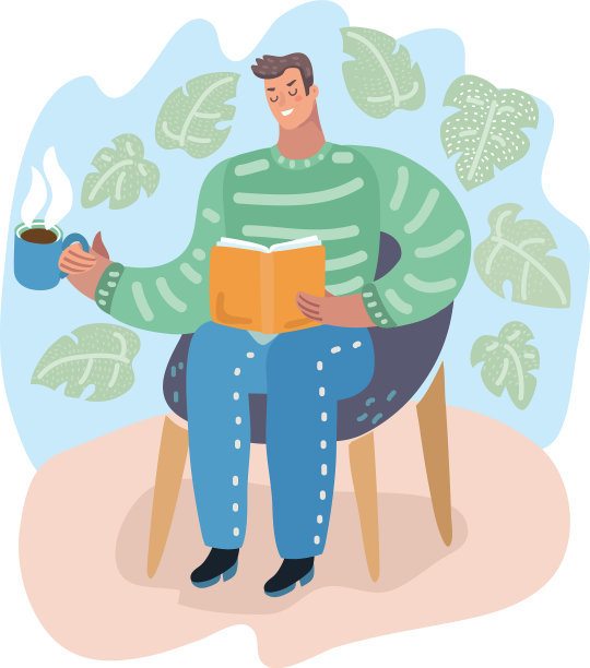 一个坐在扶手椅上看书的人图片下载