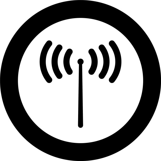圆形黑色无线电信号图标图片下载