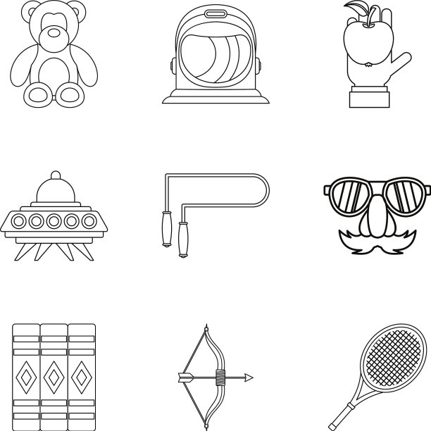 儿童面具图标设置轮廓风格图片下载