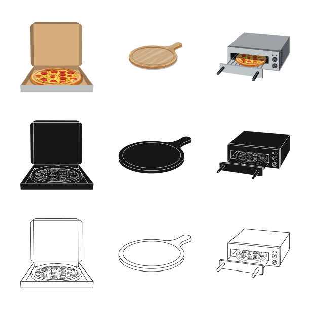 隔离对象的披萨和食物图标收集图片下载