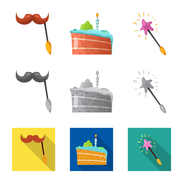 孤立的聚会对象和生日牌套的图片下载