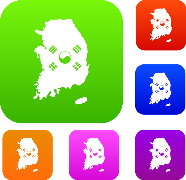 韩国地图与国旗集合图片下载