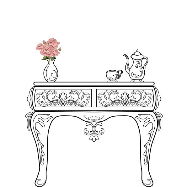 巴洛克式床头柜家具丰富套装图片下载