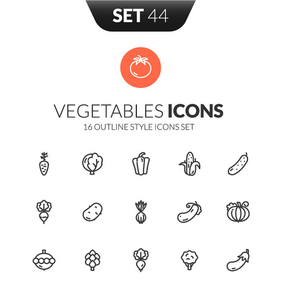 轮廓黑色图标设置在瘦现代风格图片下载