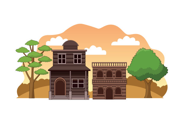 有木制建筑的西部城镇图片下载