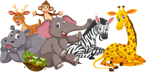 快乐的动物在白色的背景图片下载