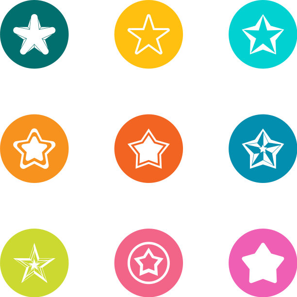 星星图标设置平面风格图片下载