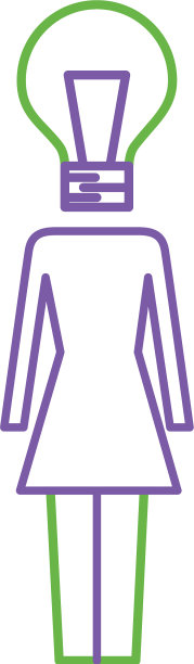 商业女性与灯泡形状的头创意图片下载