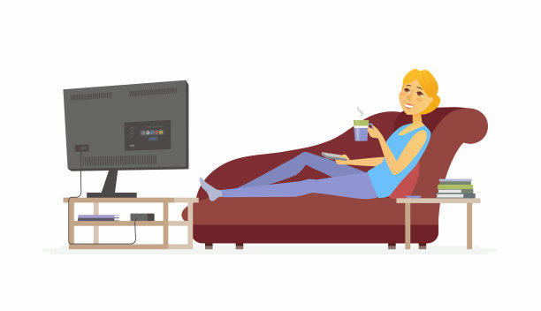 看电视的女人-卡通人物的性格图片下载