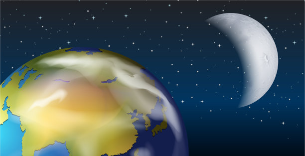 地球和月球的太空视图图片下载
