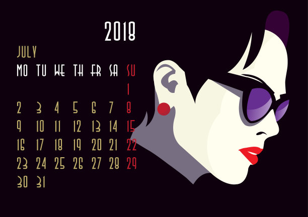 时尚女孩日历图片下载