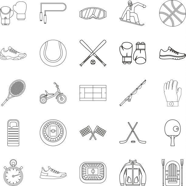 运动上的草图标设置轮廓风格图片下载