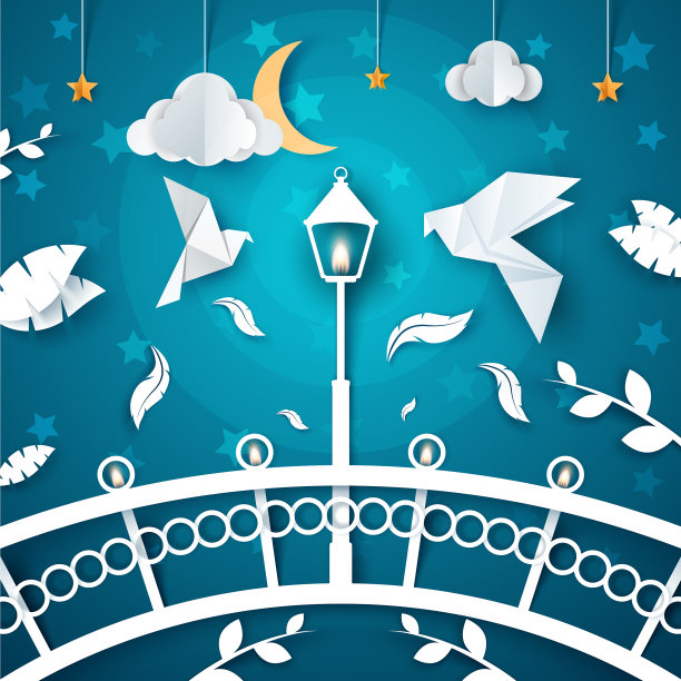 夜景纸鸽子街轻云图片下载