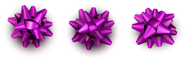 淡紫色现实的弓孤立在白色图片下载