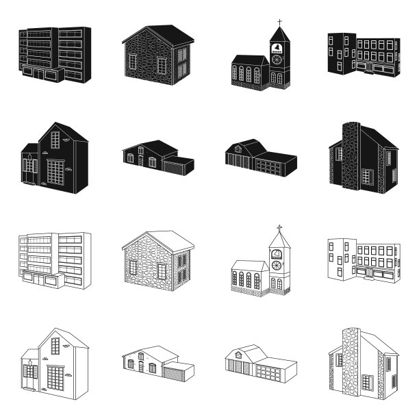 设计立面和房屋图标图片下载