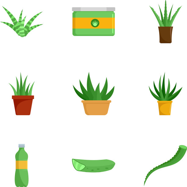 芦荟图标设置扁平风格图片下载