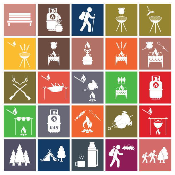 一套露营设备图标图片下载