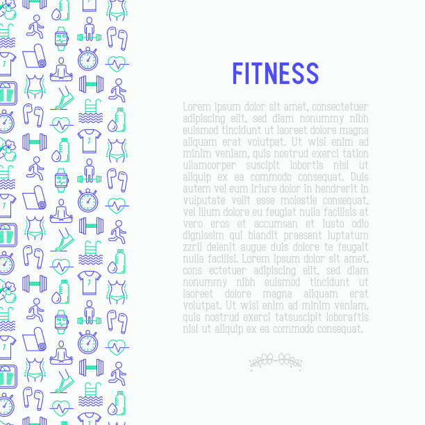 健身概念与细线图标图片下载