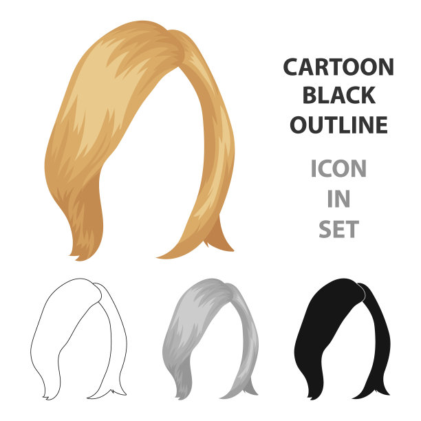 短白色的背部发型单一图标在卡通图片下载