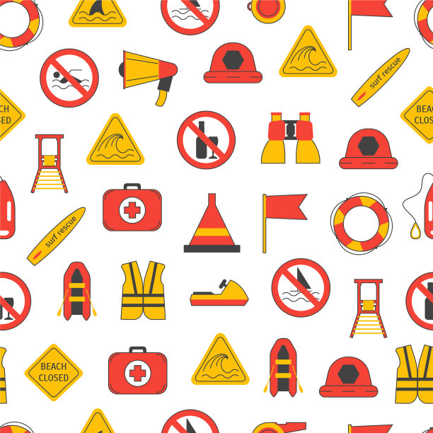 卡通救生员无缝图案背景图片下载