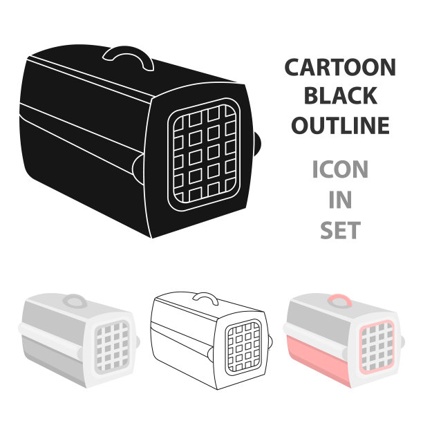 宠物箱图标在卡通风格孤立的白色图片下载