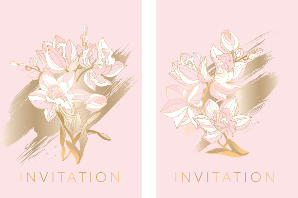 娇嫩的兰花花图案为请柬图片下载