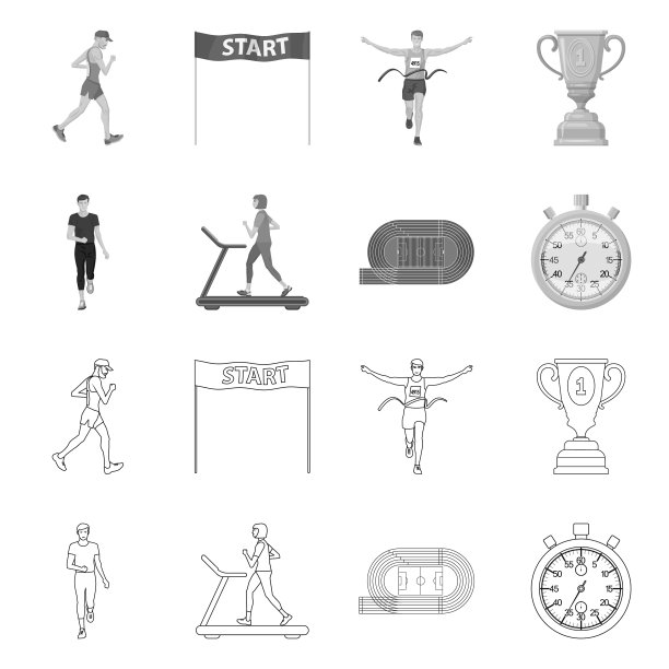 孤立对象运动和胜利者的图标集图片下载