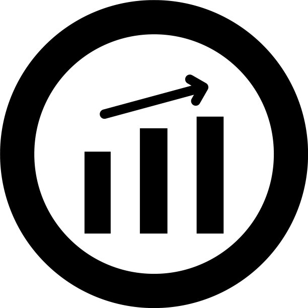 圆形增长图黑色图标图片下载