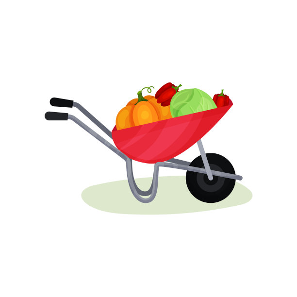 天然蔬菜在红手推车南瓜图片下载