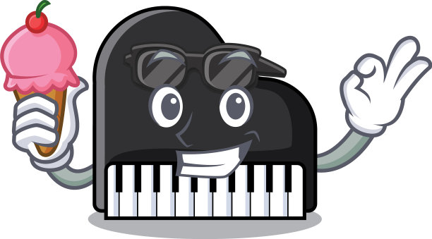 配有冰淇淋钢琴人物卡通风格图片下载