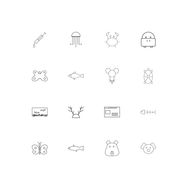 动物线形瘦削的图标设置轮廓简单图片下载