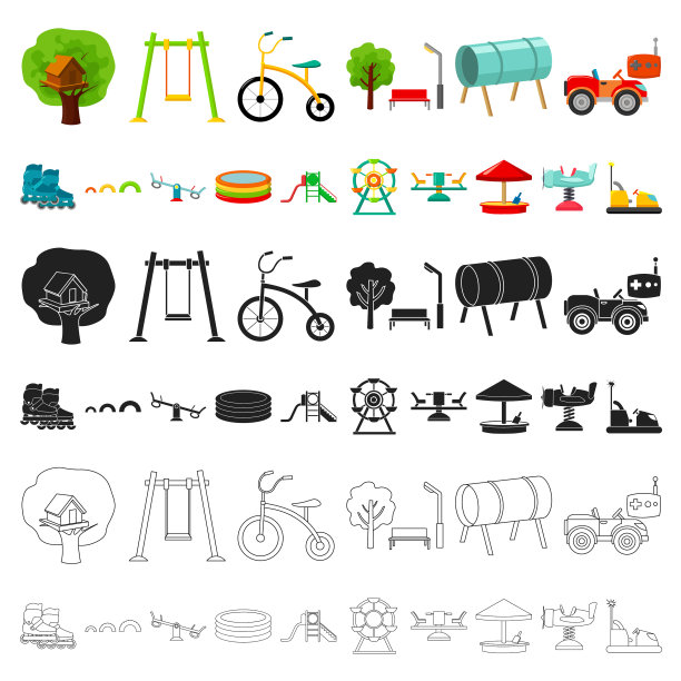 游乐场娱乐卡通图标设置图片下载