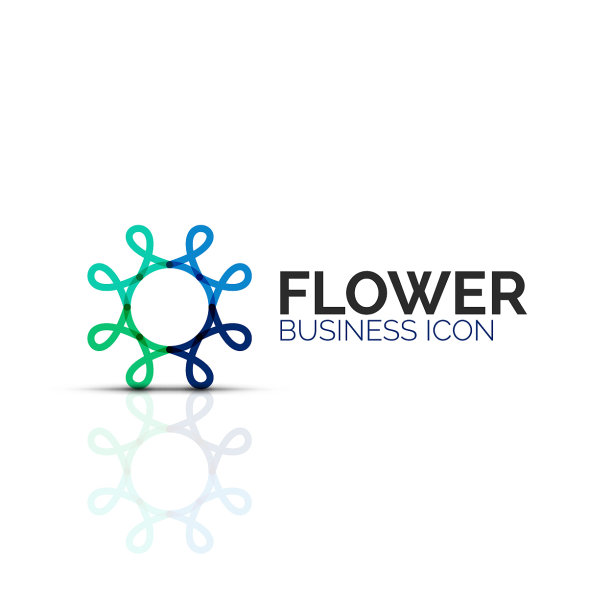 抽象的花朵或星星极简的线性图标图片下载