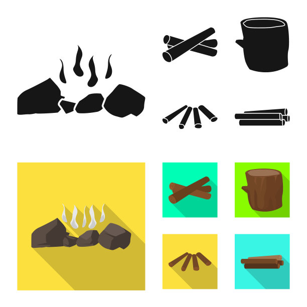 孤立的对象材料和日志标志集图片下载