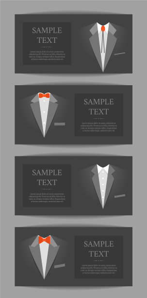 卡通名片与西装和燕尾服横幅图片下载