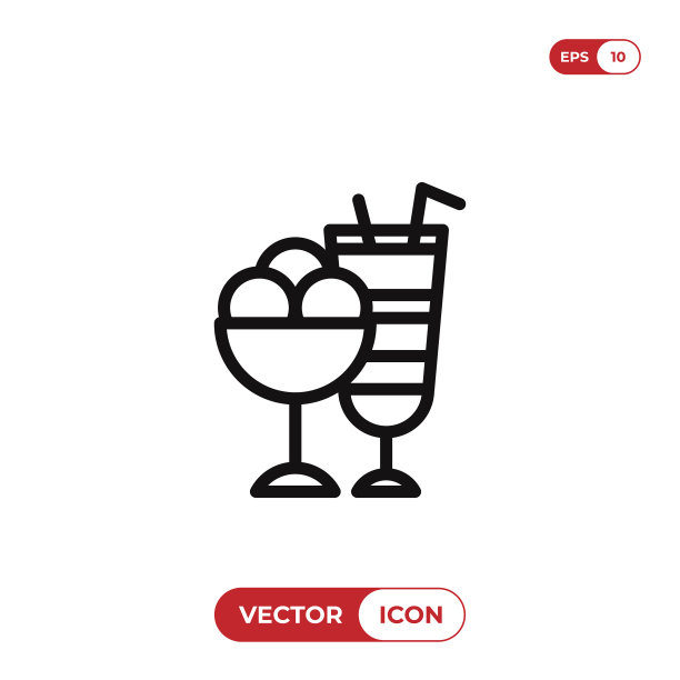 冰淇淋和鸡尾酒的图标图片下载