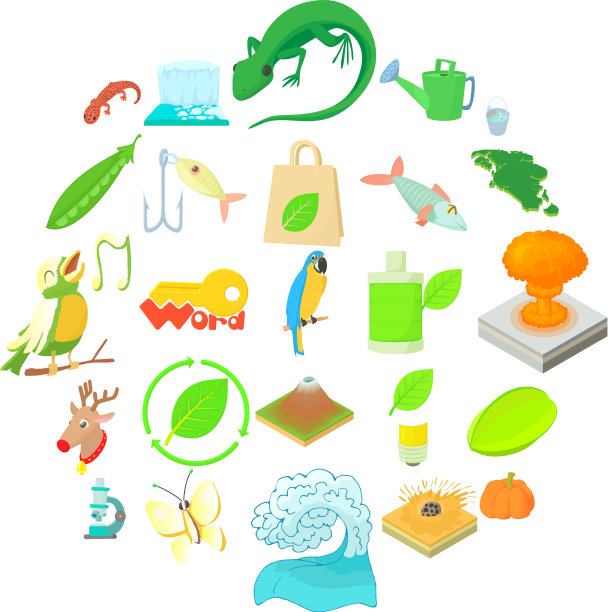 生态图标设置卡通风格图片下载